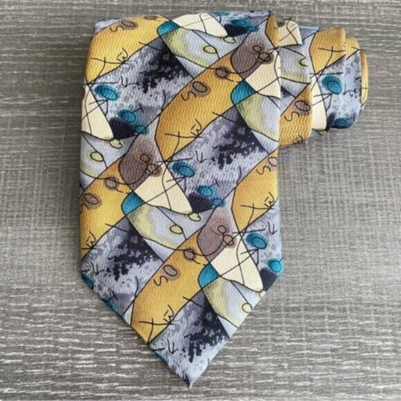 Jimmy V Stonehenge Neck Tie 100% Silk  Abstract Art Watercolor Multicolor USA - Picture 7 of 7